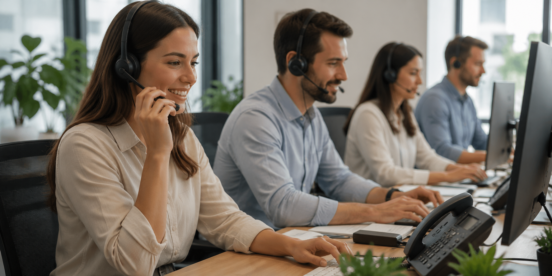 Equipo de SALDA atendiendo llamadas de consulta en la oficina